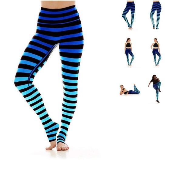 K-DEER Pants - Legging in Alexis Stripe  Blue Size XS High Waist